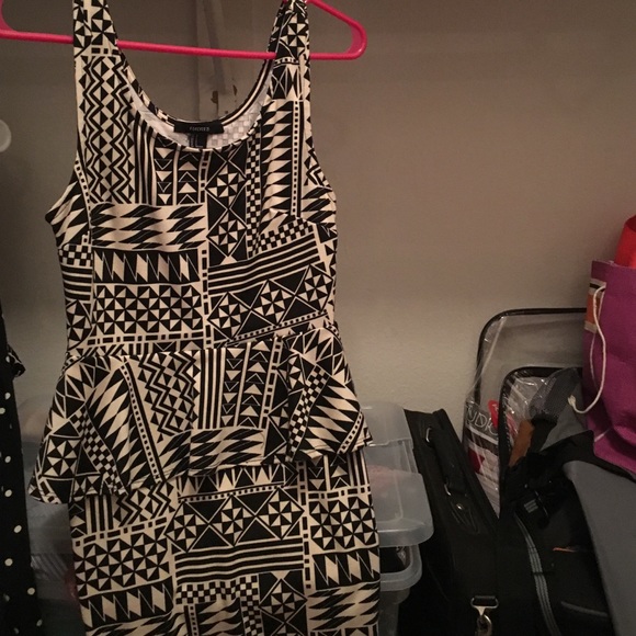 Black and white peplum dress