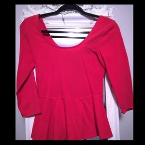 Express coral pink peplum 3/4 sleeve top