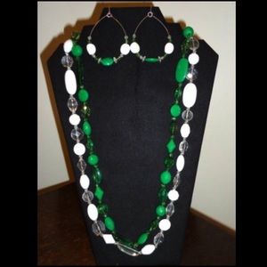 Green/White/Clear jewelry set