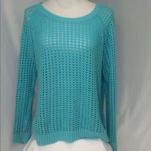 Teal crochet sweater