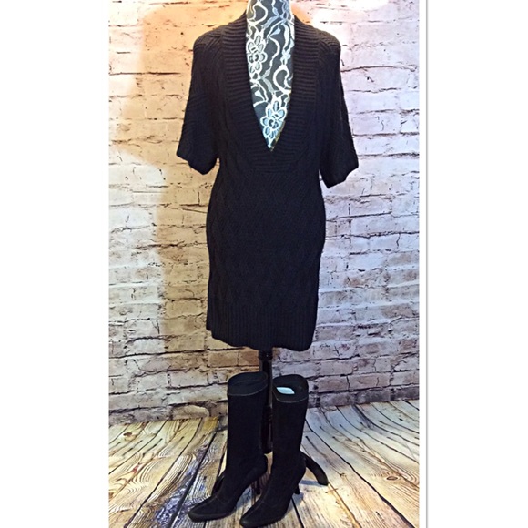 a.n.a Dresses & Skirts - A.N.A BLACK DEEP V SWEATER DRESS/TUNIC