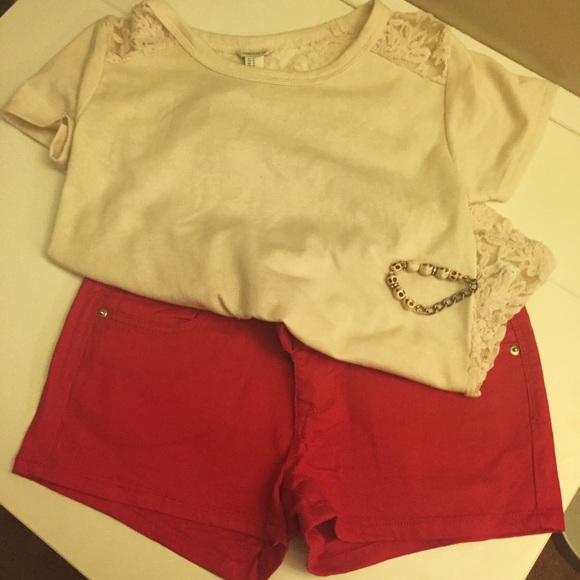 Forever 21 Red Jean Shorts