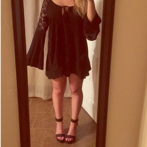 Black bell sleeve dress