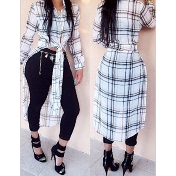 Long Sleeve Plaid Collar Shirt. NWOT