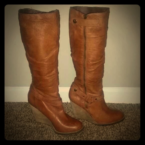 Tan, Wedge boots size 9
