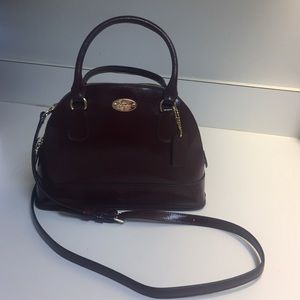 Burgundy Coach Mini Cora Domed Satchel