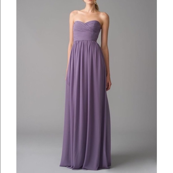 Purple Monique-Lhuillier Strapless Long Dress