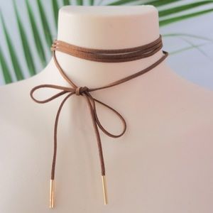 ❤BOGO Brown Faux Suede Layered Wrap Choker