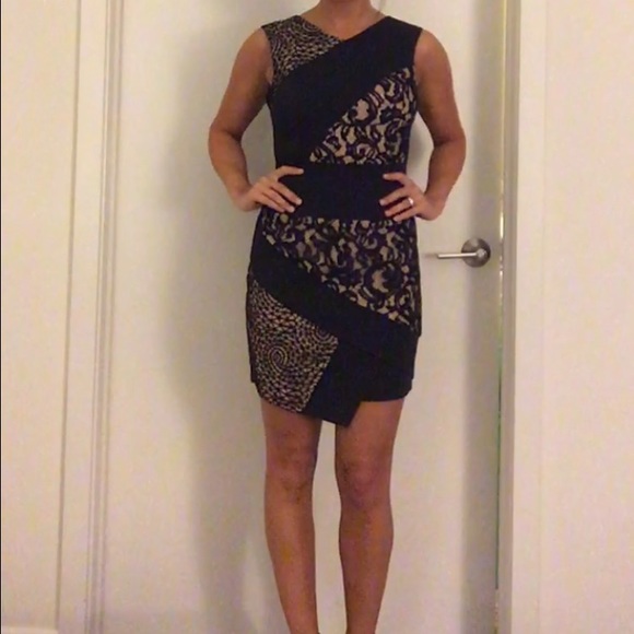 BCBG DALIA SLEEVELESS ASYMMETRICAL SKIRT DRESS