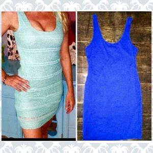 Lacey, stretch mini dress. Teal & royal bundle
