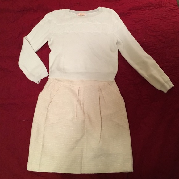 White sweater and skirt