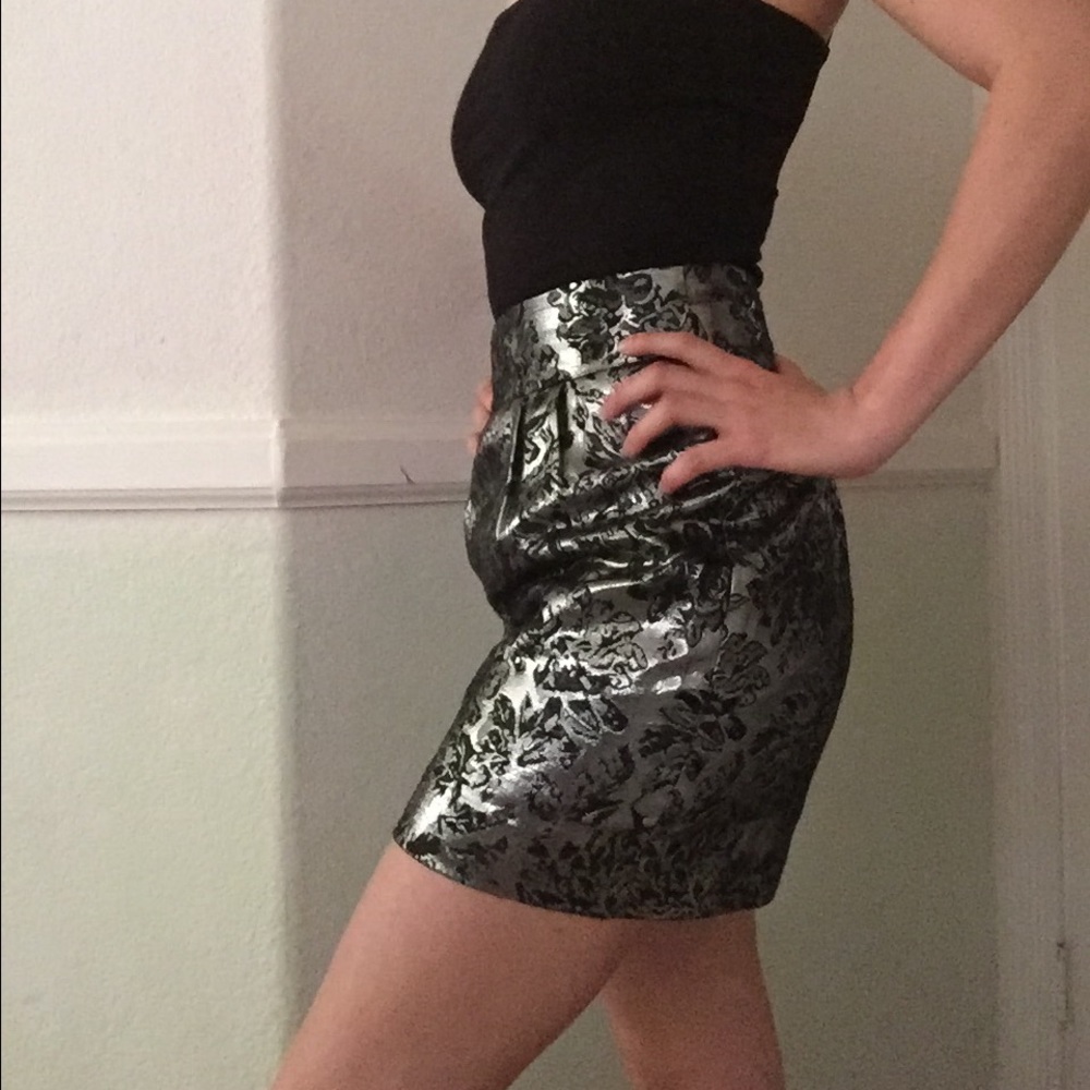 Silence + Noise silver festive skirt