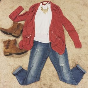 💋RESERVED💋Coral drape sweater