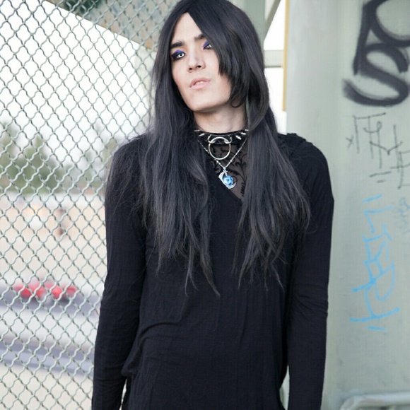 Black Longsleeve Tunic Top Hood Witchy Gothic XL - Picture 2 of 4