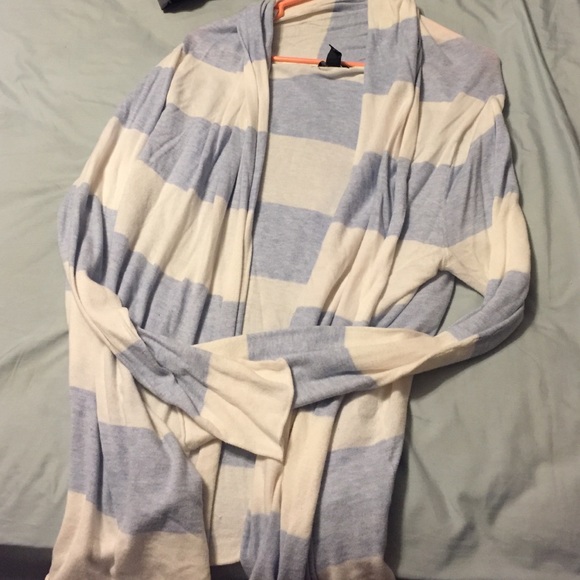 Light blue and white stripes thin cardigan.