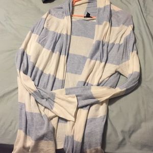 Light blue and white stripes thin cardigan.