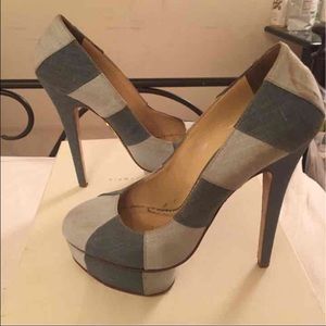 Charlotte Olympia denim Priscilla In Stripes pumps