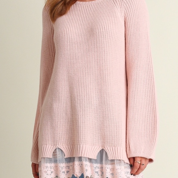 BEAUTIFUL, LACE HEM SWEATER! - Picture 2 of 3