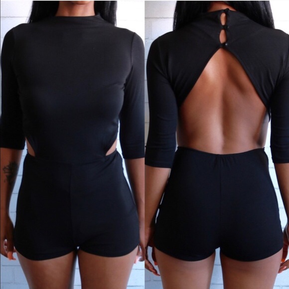 Black backless jumpsuit