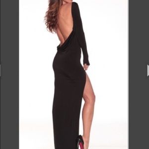 Black, long Leiluna Collection backless dress