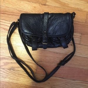 Black faux leather cross body purse