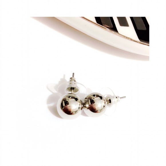 Silver Tone Ball Earrings