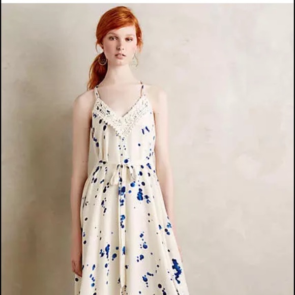 Anthropologie Maeve maxi inkdrop dress, size S.