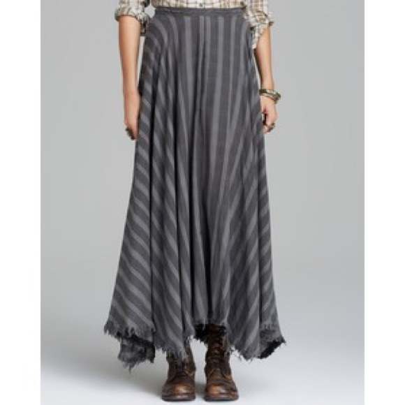 Free People Gauzy Wool Plaid Maxi Skirt