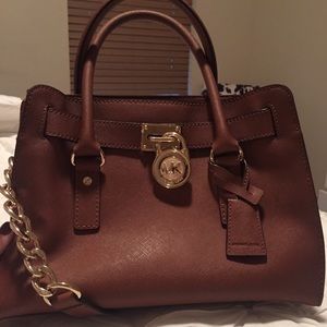 Michael Kors Hamilton Satchel in Luggage color