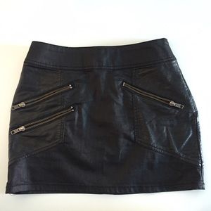 Black Vegan Leather Miniskirt