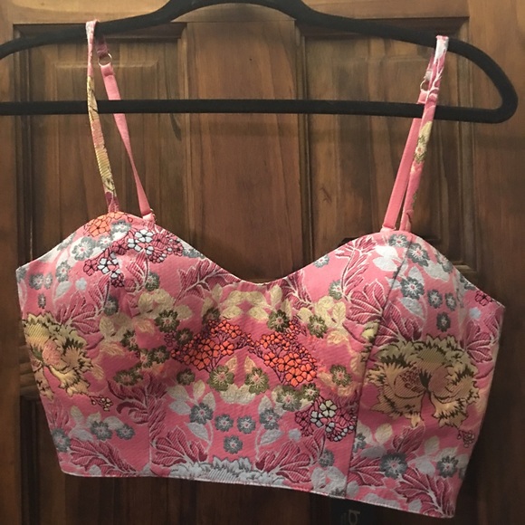 Bebe floral bustier crop top