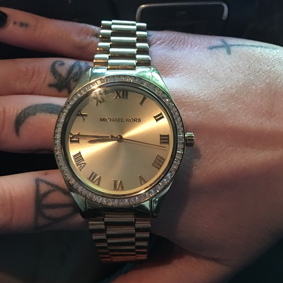 Micheal Kors gold watch with crystal halo