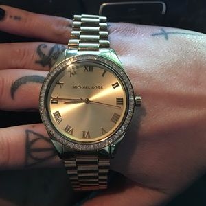 Micheal Kors gold watch with crystal halo