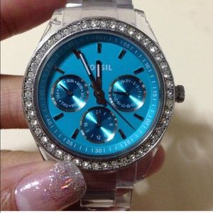 Turquoise faced women's fossil watch