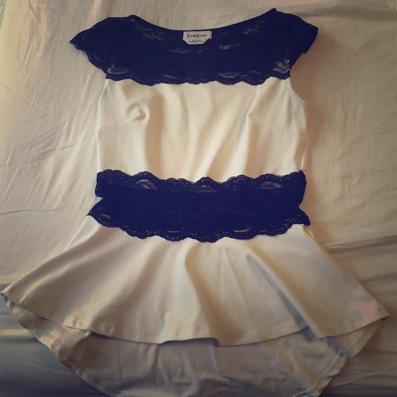 Bebe Peplum white & black - brand new size S