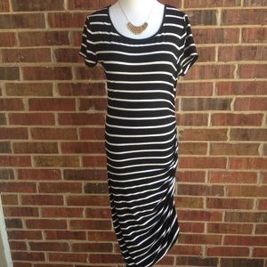 Black and white striped maxi dress