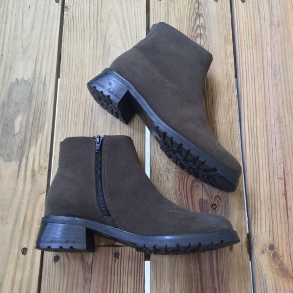 Army/Olive Green Zip-Up Ankle Booties