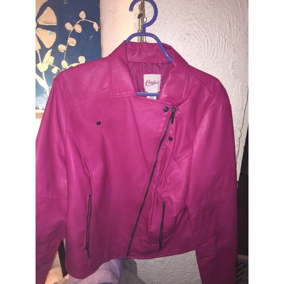 Pink leather jacket. Never worn. Size XL