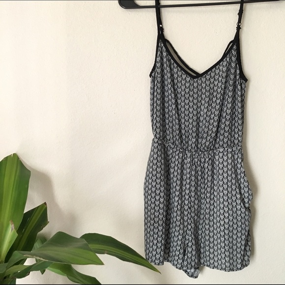 Black and white Romper with back detail