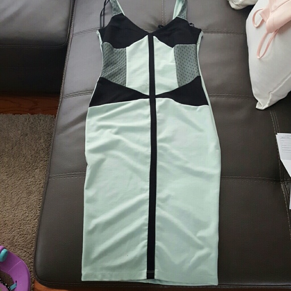 Long midi dress mint with black super comfortable