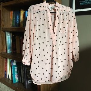 Pink polka dot sheer top