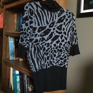 High neck animal print sweater
