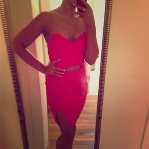 Hot Pink Slit Cutout Dress (Peppermint Brand)