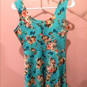 blue floral mini dress