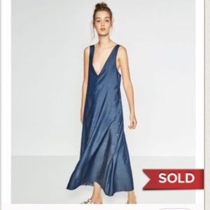 NWT Zara Long Denim Dress