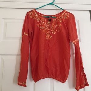 Lucky Brand Embroidered Peasant Top