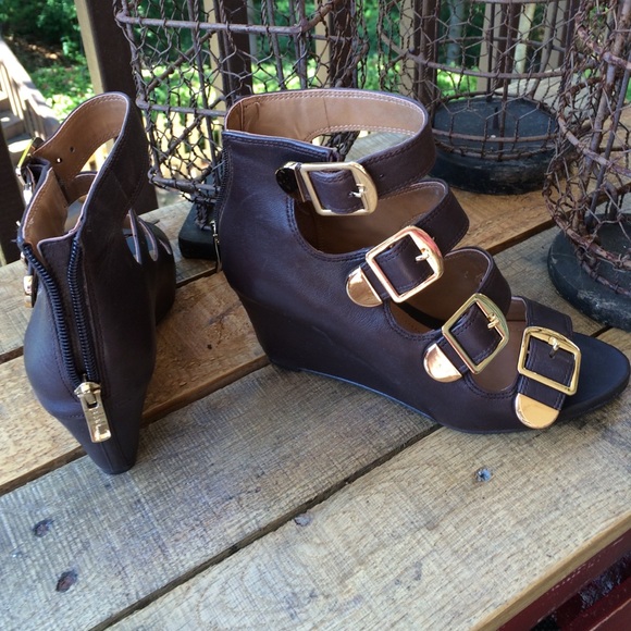 BCBGeneration Shoes - BCBGeneration silky leather dark brown wedges
