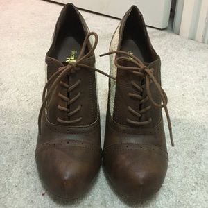 Brown lace up booties