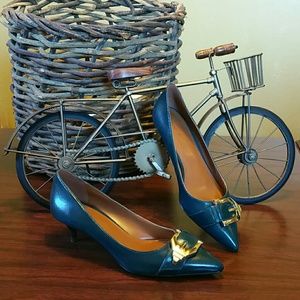 Nine West Iri Court Shoe In Blue Green Size 7