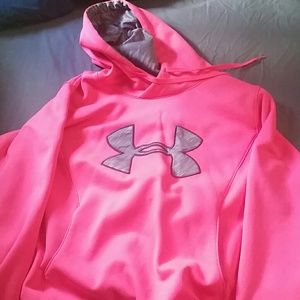 Hot pink Under Armor hoodie.